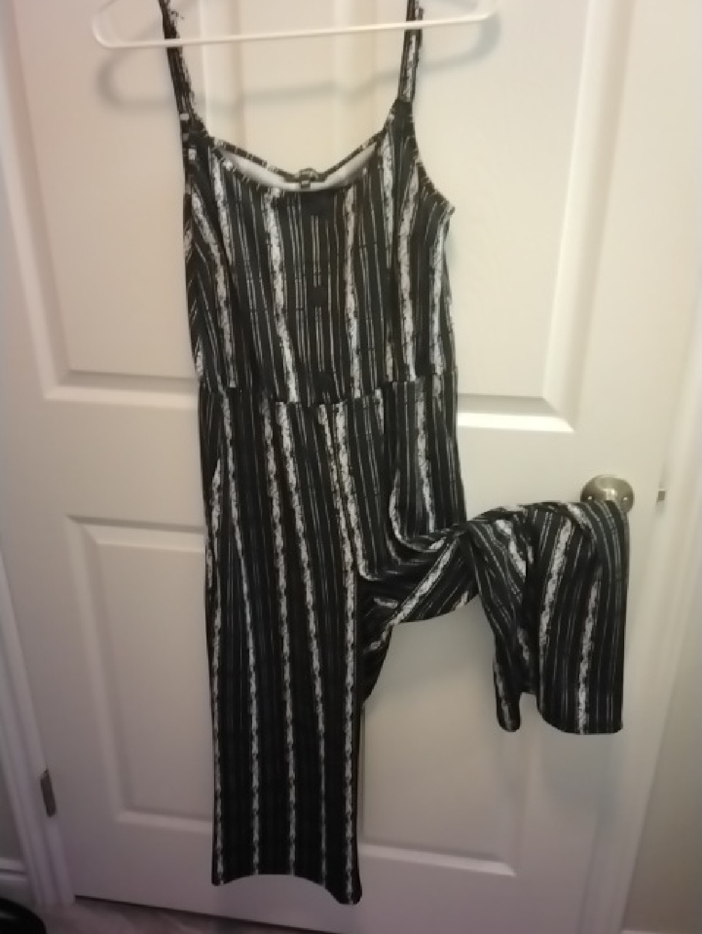 Black and White Striped Spaghetti StrapJumpsuit Size Med